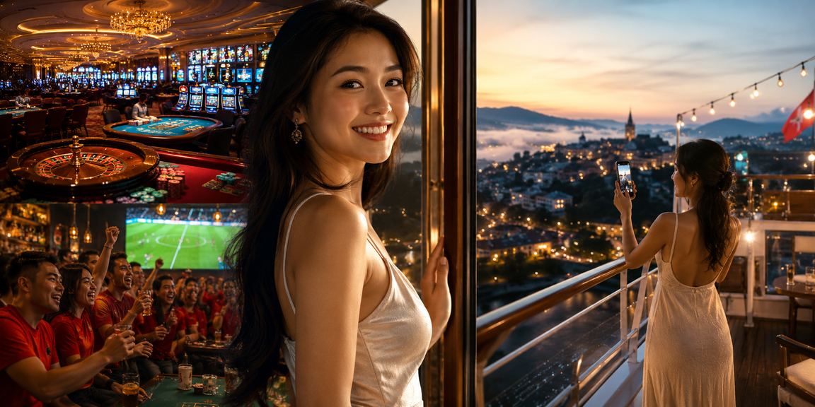 Cô gái tại Đà Lạt chơi casino trên điện thoại di động